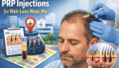 PRP treatment for hair loss being injected into thinning scalp areas