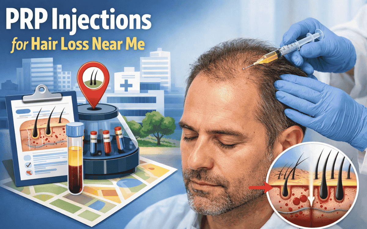 PRP treatment for hair loss being injected into thinning scalp areas