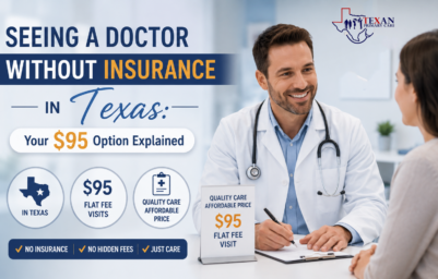 Seeing a doctor without insurance in Texas with affordable $95 flat-fee primary care consultation.